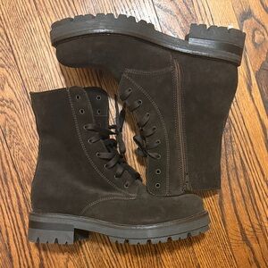 Brown Suede Lace-Up Boots